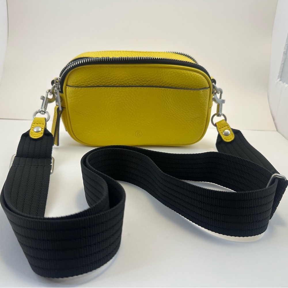 Treasure & Bond Yellow Leather Camera Bag with Black Strap NWOT